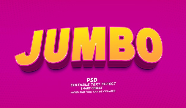 PSD efeito de texto editável jumbo psd 3d