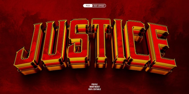 Efeito de texto editável Justice 3D