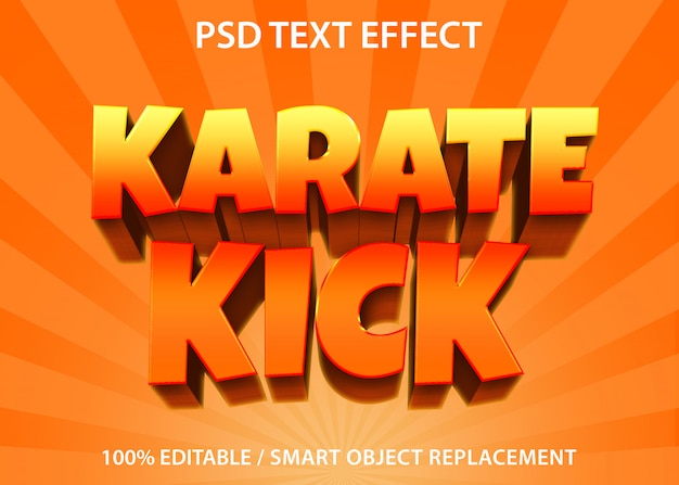 Efeito de texto editável karate kick premium