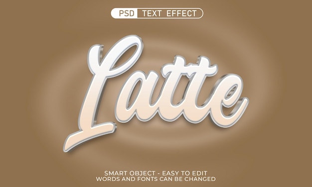 PSD efeito de texto editável latte estilo 3d