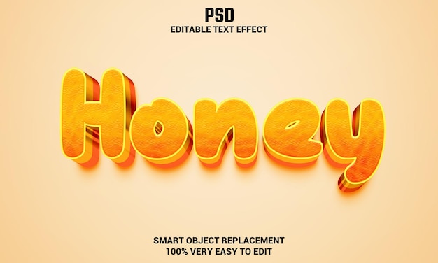 Efeito de texto editável mel 3d com fundo PSD Premium
