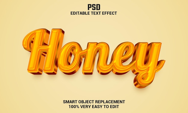 Efeito de texto editável mel 3d com fundo PSD Premium