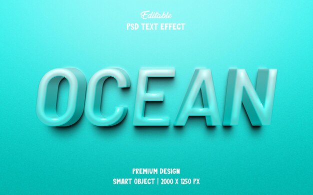efeito de texto editável oceano 3d