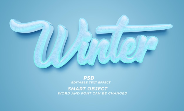 Efeito de texto editável PSD 3D de inverno