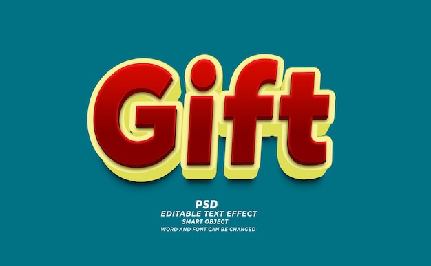 Efeito de texto editável PSD 3D de presente