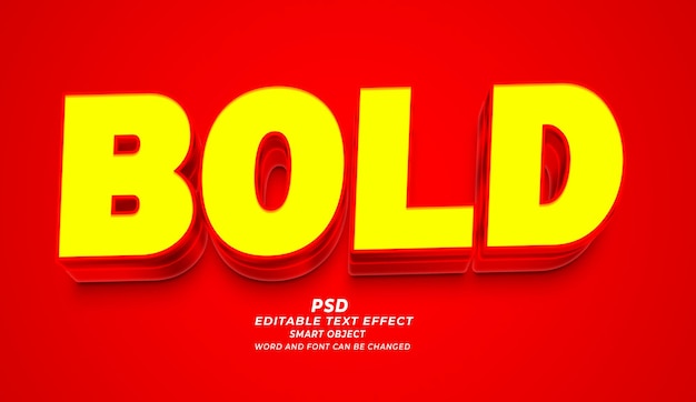 Efeito de texto editável PSD 3D em negrito