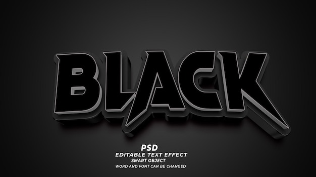 Efeito de texto editável psd 3d preto