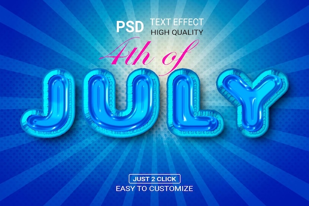 PSD efeito de texto editável psd julho estilo 3dmodelo de efeito de texto editável em 3d