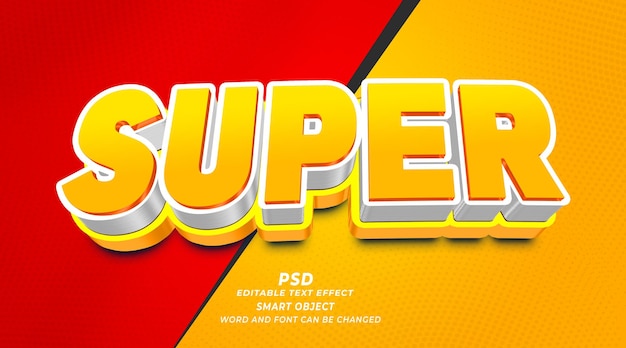 Efeito de texto editável PSD Super 3D