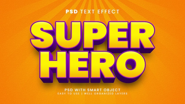 Efeito de texto editável super-herói 3d com poder e estilo de texto forte