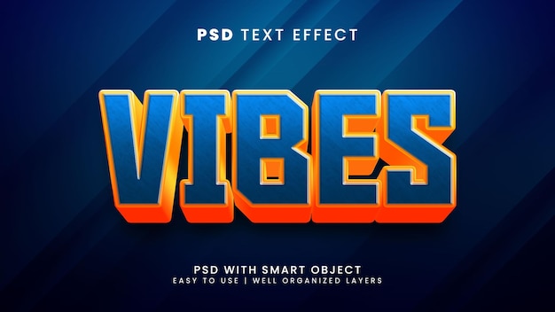 Efeito de texto editável vibes 3d com estilo de texto bom e positivo