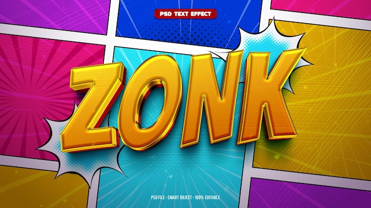 PSD efeito de texto editável zonk 3d