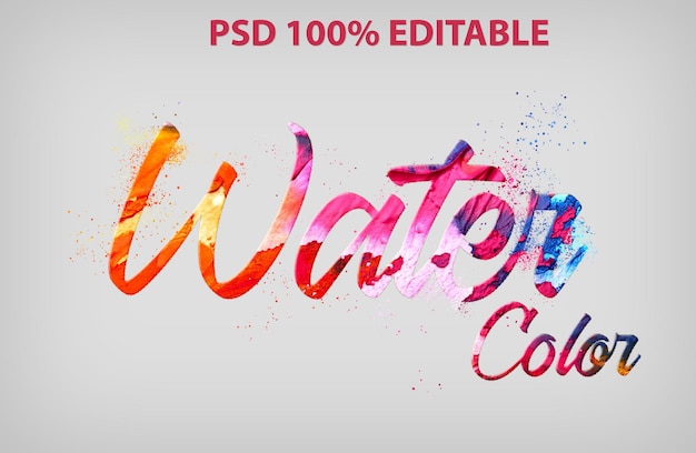 PSD efeito de texto em aquarela psd