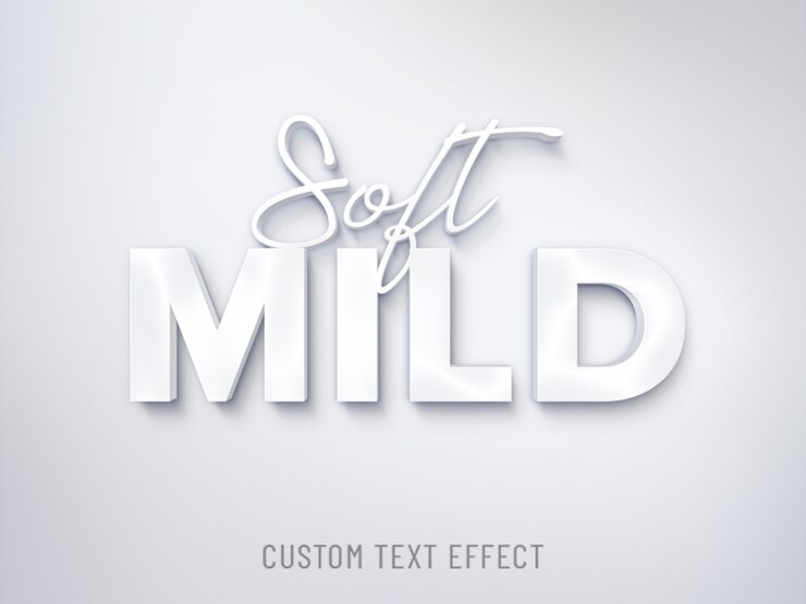 PSD efeito de texto em branco limpo suave 3d