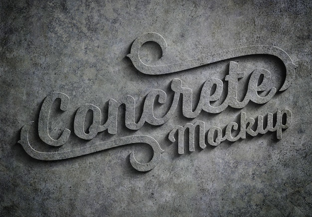 Efeito de texto em concreto 3d em relevo mockup