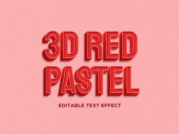 Efeito de texto em cor pastel vermelho 3d premium psd