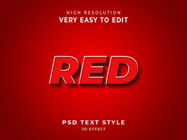 PSD efeito de texto em cores 3d vermelho