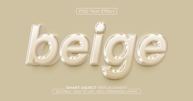 PSD efeito de texto em estilo 3d editável brilhante de texto bege