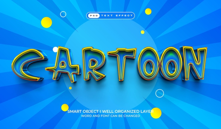 PSD efeito de texto em estilo de desenho animado 3d