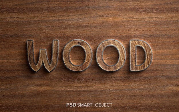 Efeito de texto em madeira 3D de luxo