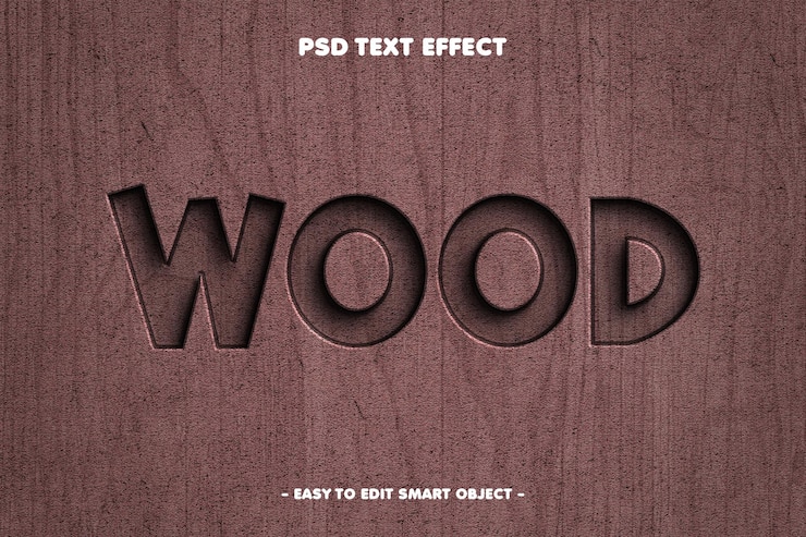 PSD efeito de texto em madeira