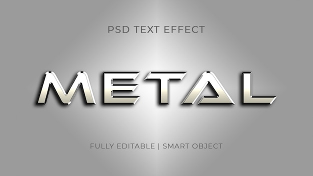 PSD efeito de texto em metal prateado