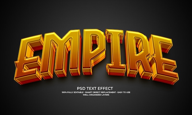 Efeito de texto em ouro 3D Empire