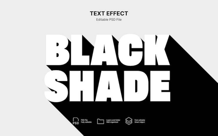 PSD efeito de texto em preto e branco