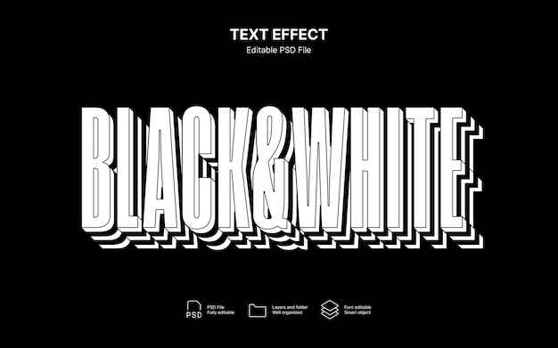 Efeito de texto em preto e branco