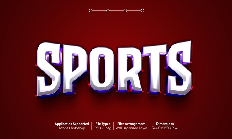 PSD efeito de texto esportivo com estilo de fonte 3d