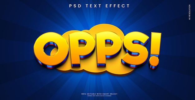 PSD efeito de texto estilo opps comcis