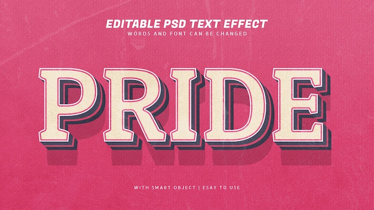 PSD efeito de texto estilo vintage retrô 3d orgulho