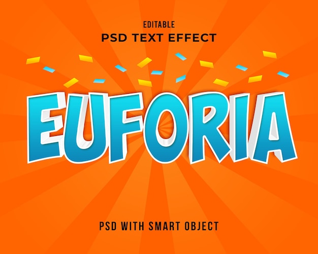 PSD efeito de texto euforia 3d