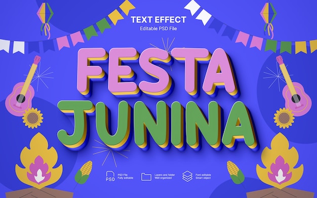 PSD efeito de texto festa junina