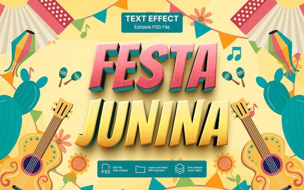 PSD efeito de texto festa junina