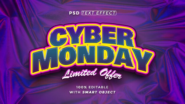 Efeito de texto Free editabel PSD Cyber Monday