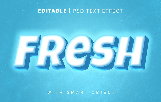 Efeito de texto fresco editável em estilo 3D com fundo azul