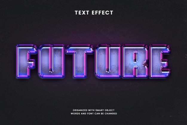 Efeito de texto futuro com gradiente de cores cyberpunk