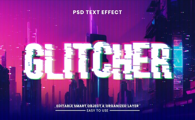 PSD efeito de texto glitcher