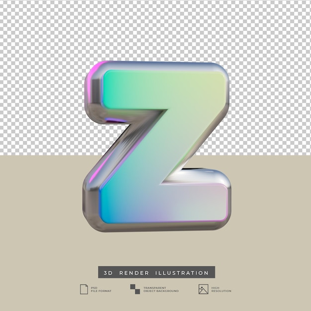 Efeito de texto gradiente letra z renderização em 3D