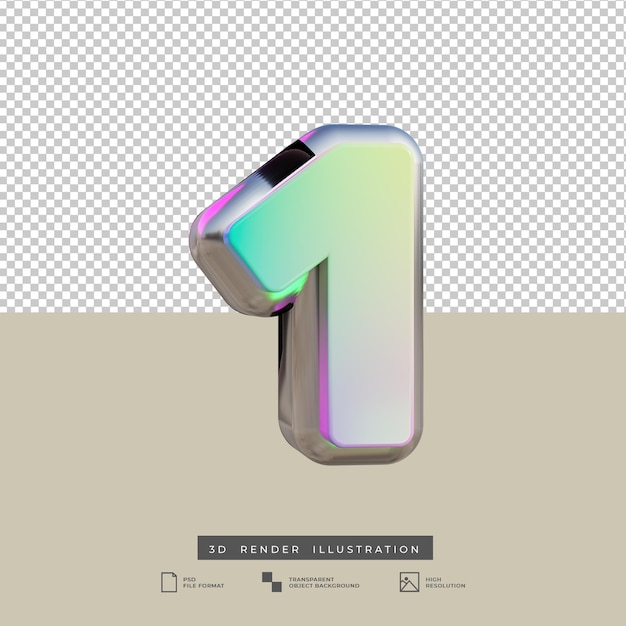 PSD efeito de texto gradiente número 1 renderização em 3d