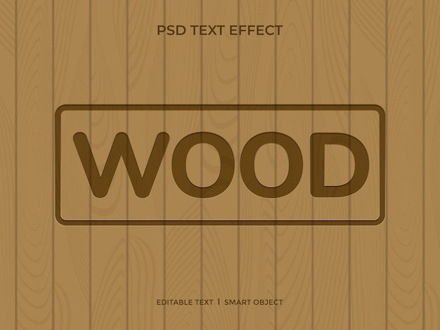PSD efeito de texto gravado em madeira