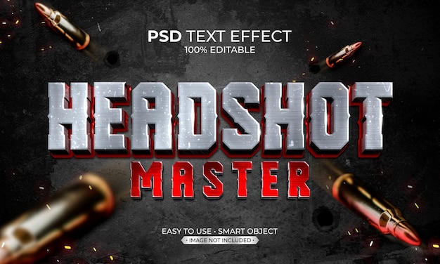 PSD efeito de texto headshot master