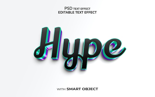 PSD efeito de texto hype maquete de estilo 3d 3d