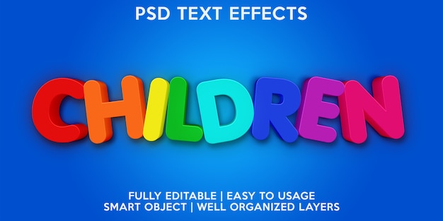 PSD efeito de texto infantil