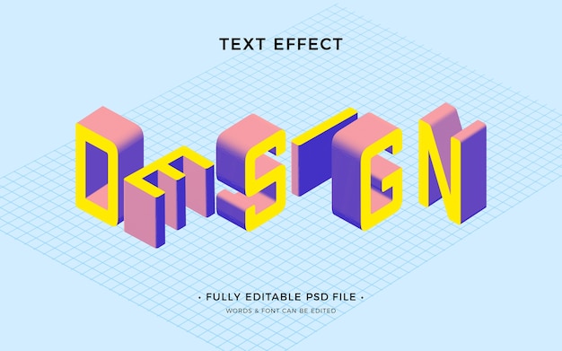 Efeito de texto isométrico
