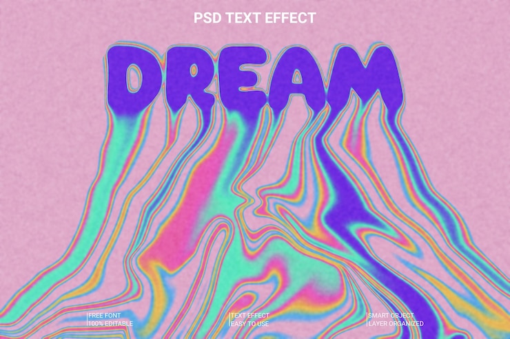 PSD efeito de texto líquido