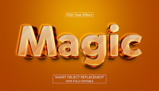 Efeito de texto mágico 3D dourado para cartazes e apresentações