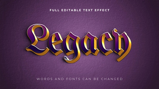 Efeito de Texto Medieval Vintage Legado