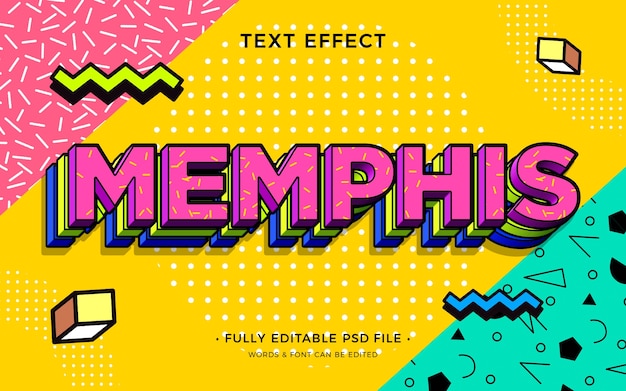 PSD efeito de texto memphis